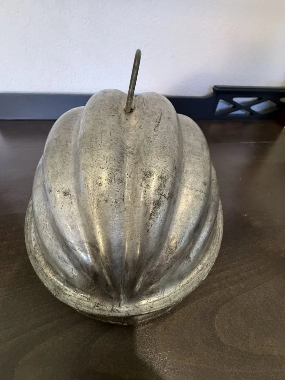 Vintage Antique England Tin Steamed Plum Pudding Mold 2 Piece Ribbed Melon Shape